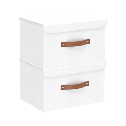 Yawinhe Foldable Storage Boxes, 2 Pack Fabric Baskets,33x23x20cm,White