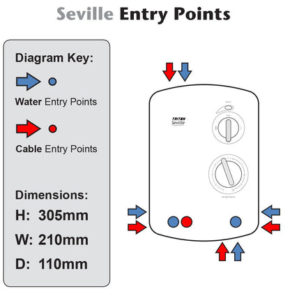Triton Showers MOSV08SG Seville Universal Electric Shower, 8.5 KW