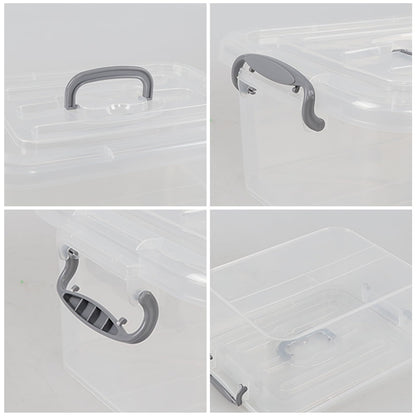 Afromy 6 Packs Storage Boxes with Lids, Clear Plastic Bin with Handle, 8L