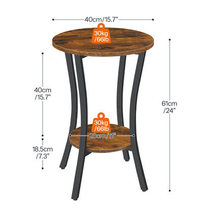 HOOBRO Round Side Table, 2 Tier Small Bedside Table, Round Sofa Side Table with Storage Shelf, Small Tables Coffee Table Hallway for Living Room