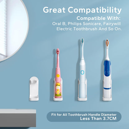 HOMMAND Electric Toothbrush Holder 4 Packs, Upgraded Strong Adhesive Electric Toothbrush Holder Wall Mounted