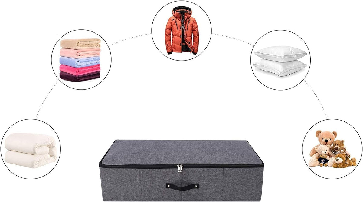 Omygarden Foldable Under Bed Storage Box with Plastic Support Liner, Handles, Zipper lid