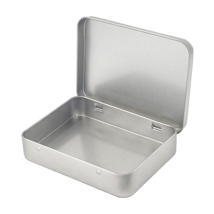 Goodma 24 Pieces Rectangular Metal Hinged Tins, Silver, 11.5 x 8.5 x 2.2 cm