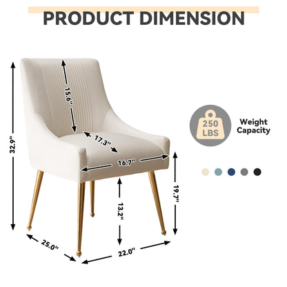 SEYNAR Modern Dining Chairs, Velvet Upholstered Dining Room Chairs with Gold Legs,Tufted Accent Chair Set of 2 for Reception Room Living Room Study