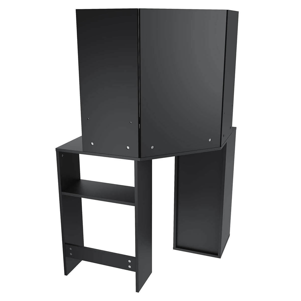 ELEGANT Corner Dressing Table with Padded Stool, Vanity Desk with 5 Drawers