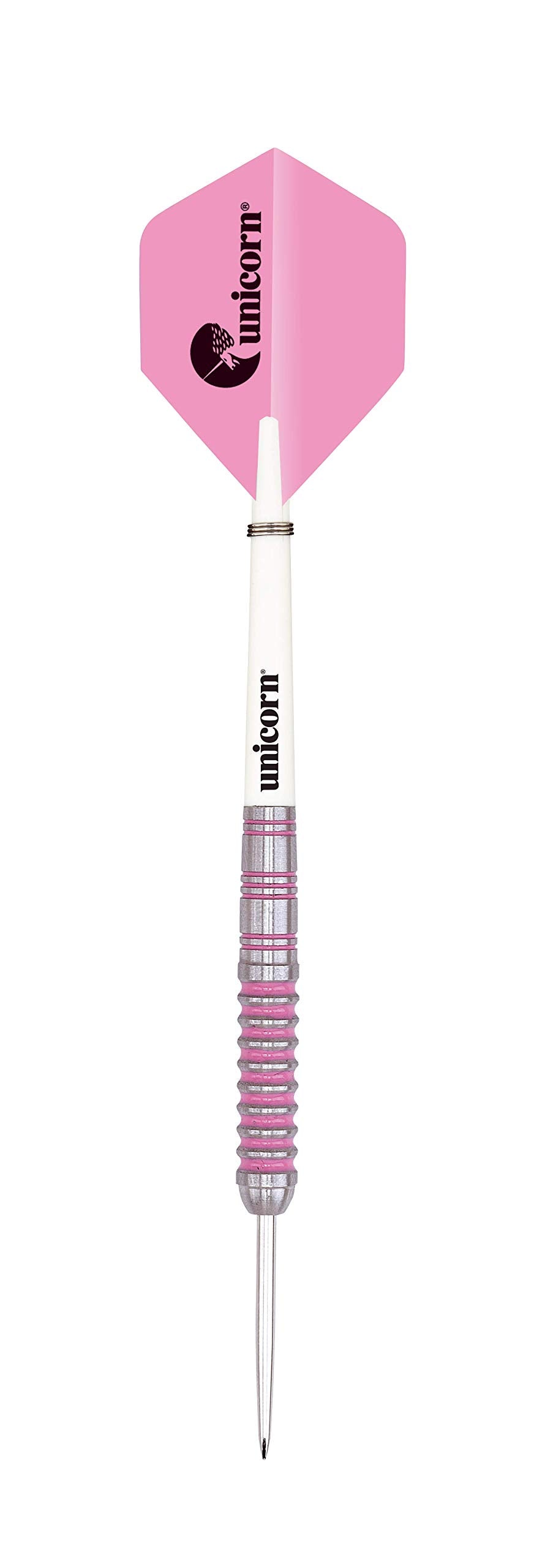 Unicorn Steel Tip Darts Set | Autograph Series Style 1 | 80% Natural Tungsten Barrels with Pink Accents | 26 g