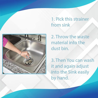 Stainless Steel Kitchen Sink Plug Strainer – Rust Free Kitchen Sink Strainer - Sink Plug Replacement for Food and Hole Hair Catcher
