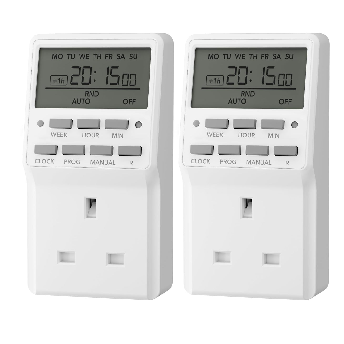 HBN 7 Day Digital Timer with Countdown Setting,Heavy Duty Electrical Socket Plug,20 ON/Off Weekly Settings for Lamp Light,24 Hours Programmable Outlet