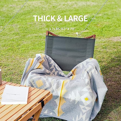 ACUSHLA Merino Wool Camp Blanket - Warm, Thick, Washable, Large Throw - Great for Outdoor Camping All Seasons Suitable Morocco White 79" x63" 3.8lbs