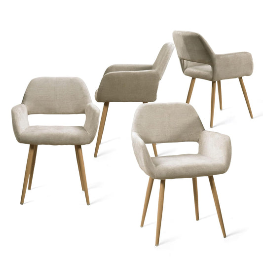 Meuble Cosy Upholstered Dining Armchairs (Set of 4) | Premium Fabric Seating
