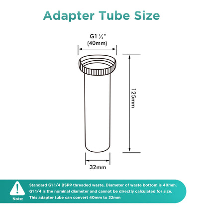 Waste Adapter Tube G1 1/4’’ (40mm) to 32mm Matte Black