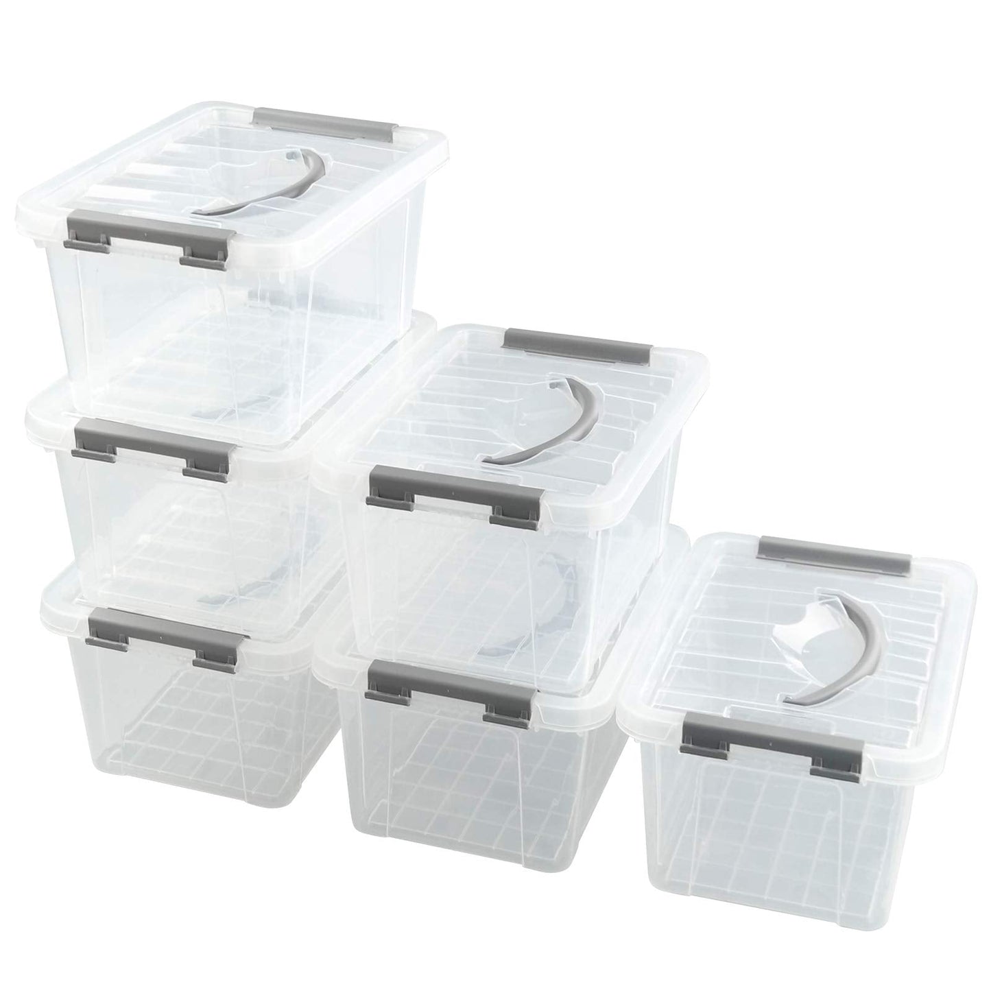 Farmoon 5L Plastic Storage Boxes, Clear Latching Container, 6 Packs