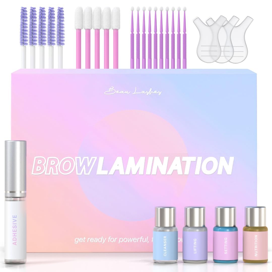Brow Lamination Kit by Beau | Professional Eyebrow Lamination Kit with Keratin Conditioning | Instant DIY Eye Brow Lift Kit for Fuller, Thicker,