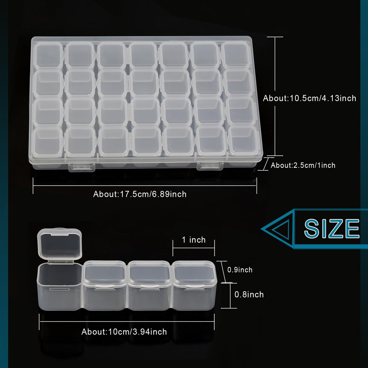 2Pcs Bead Storage Containers 28 Grids Plastic Organizer Box for Diamond Art Crafts with 80pcs Label Stickers