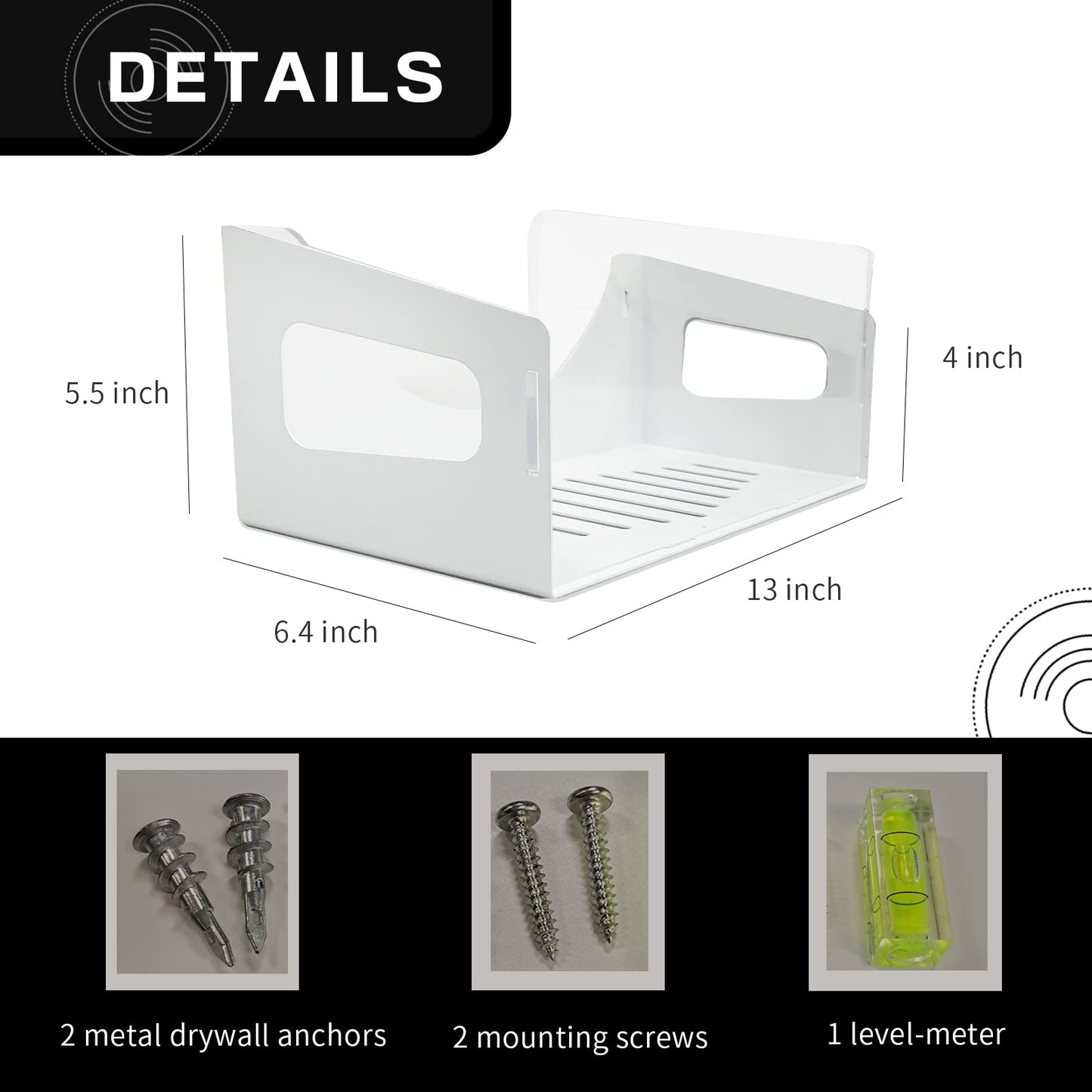 Arriart Vinyl Record Storage - Wall Mount Record Display Holder, Acrylic Vinyl Record Album Shelf, Fits 40 Albums, White