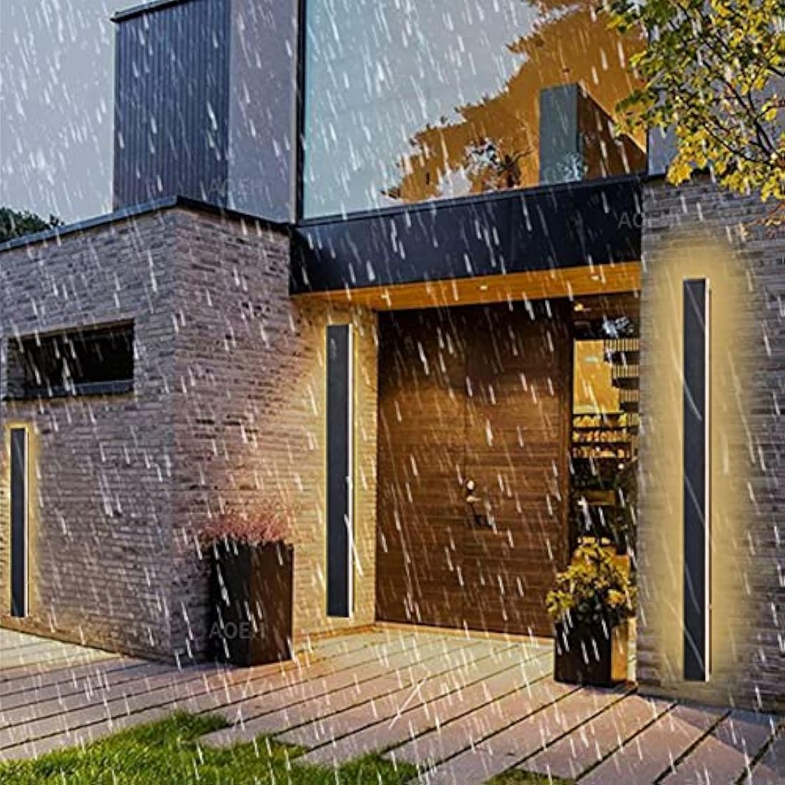 Outdoor Wall Lights LED Black Long Wall Sconce Ip65 Waterproof Outside Lights Rectangular Wall Lighting 3000k 45W Aluminum Exterior/Indoor Wall Light For Garden Villa Porch Terraces Garage,125cm*1
