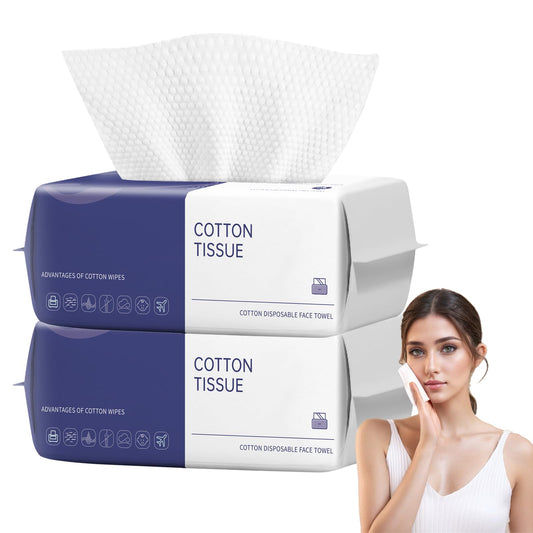 Disposable Face Towel, 200 Count Face Towels for Washing Soft Cotton Dry Wipes Facial Cloths Towelettes for Washing and Drying, Facial Tissue for