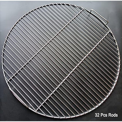 huanniu 304 Stainless Steel Round Cooking Grate with Handle, 54.5 cm Diameter for 57 cm Charcoal Barbecues e.g. Weber, Grill Grates Kettle Grill 57 cm, with Grill Clips