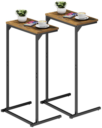 TUTOTAK C Shaped Side Table, Set of 2, Small End Table, 28.7 inch Tall Couch Sofa Table, Living Room, Bed Room, Brown V1TB01BB0712EU