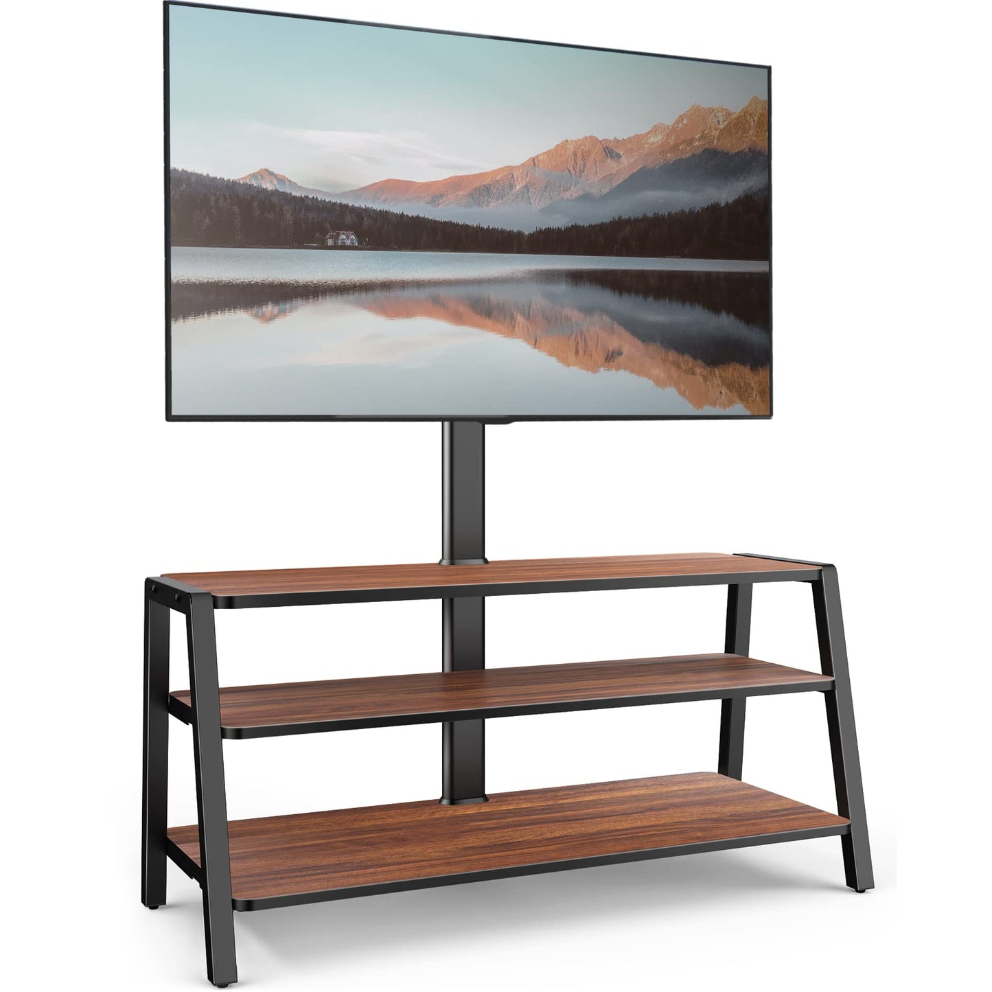 FITUEYES TV Stand Cabinet with Bracket for 37" - 70", Golden Walnut
