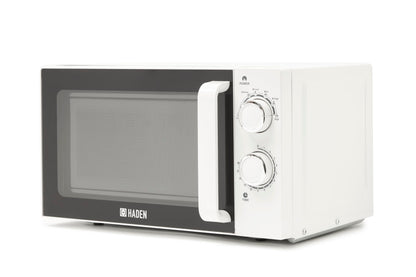 Haden 20L White Microwave - 800W Compact Countertop Microwave Oven with 6 Power Levels, 30-Min Timer & Defrost Function  Perfect for Kitchens, Dorms,
