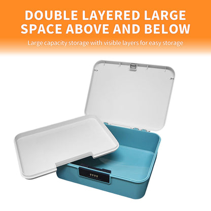 ANMOO 9L Lockable Storage Box with Combination Lock, Double Layer, Blue