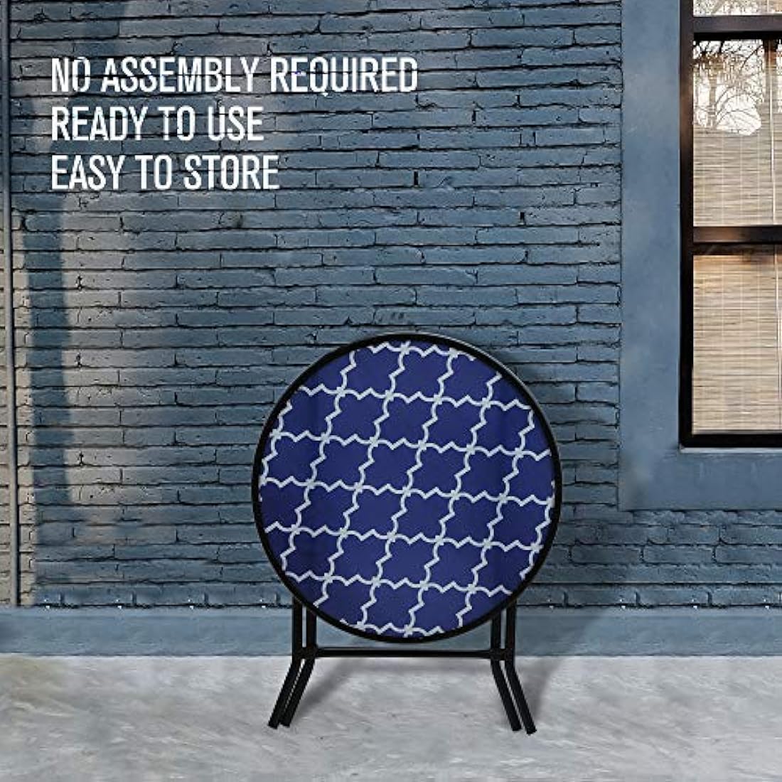 PHI VILLA Folding Side Table, Foldable Coffee Table, Outdoor Garden Table, Small Round Patio Table for Outdoor and Indoor-Blue