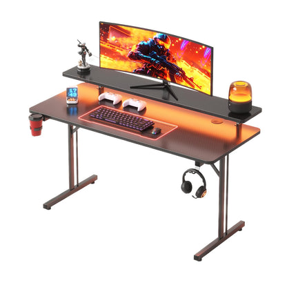 CAIYUN Small Gaming Desk Computer Desk, 100x50x88 cm Computer Table with LED Lights Gaming Table for Small Space, Play, Work, Bedroom, Home, Office