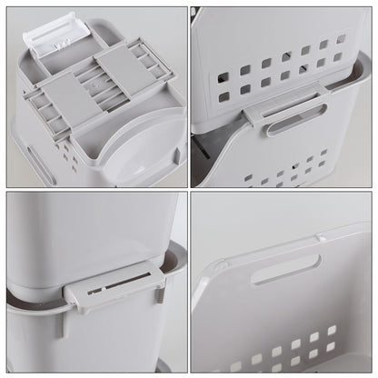 Xyskin 3-Pack Plastic Stackable Storage Basket, Stacking Storage Baskets for Kitchen or Bathroom, Grey Storage Veg Rack Set
