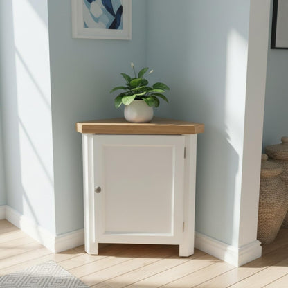 GROF GROFurniture Snow White Painted Corner Cabinet, Small Triangle Cabinet Storage Cupboard for Lvingroom, Bathroom & Hallway