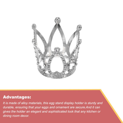 sourcing map Alloy Crystal Ball Display Holder Egg Stand Multiple Diamonds Silver Light Luxury Crown Shape 2PCS