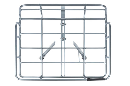 Basil Portland Front Carrier, Aluminium (silver) and Removable Tan Belt