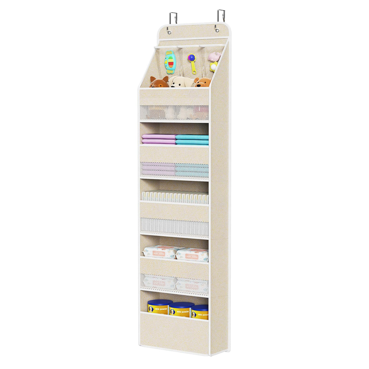 Univivi 6-Shelf Over Door Hanging Organizer Fabric Door Storage with 5 Large Pockets and 3 Small PVC Pockets Wall Mount Hanging Storage Organizers