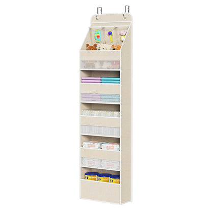 Univivi 6-Shelf Over Door Hanging Organizer Fabric Door Storage with 5 Large Pockets and 3 Small PVC Pockets Wall Mount Hanging Storage Organizers