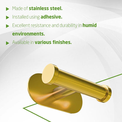 Amig - Self-Adhesive Bathroom Towel Hook Mod. Ea-5 | Wall-Mounted Towel Hook Screwless Adhesive | 100 x 65 x 45 mm | Stainless Steel | Matt Gold