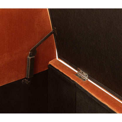 GFW Genoa Russet Fabric Ottoman Window Seat, Velvet Upholstered Storage Bench with Button Tufted Seat, Hidden Storage