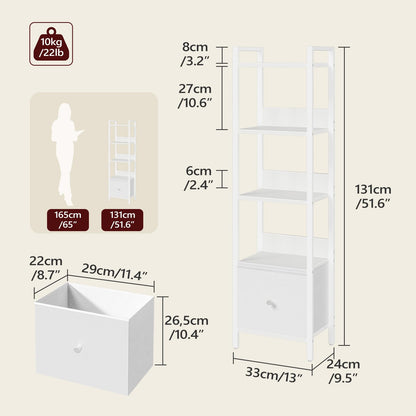 MAHANCRIS Bookshelf, 5-Tier Bookcase with Removable Drawer, Freestanding Book Shelf for Small Space, Storage Shelf Organizer, for Living Room
