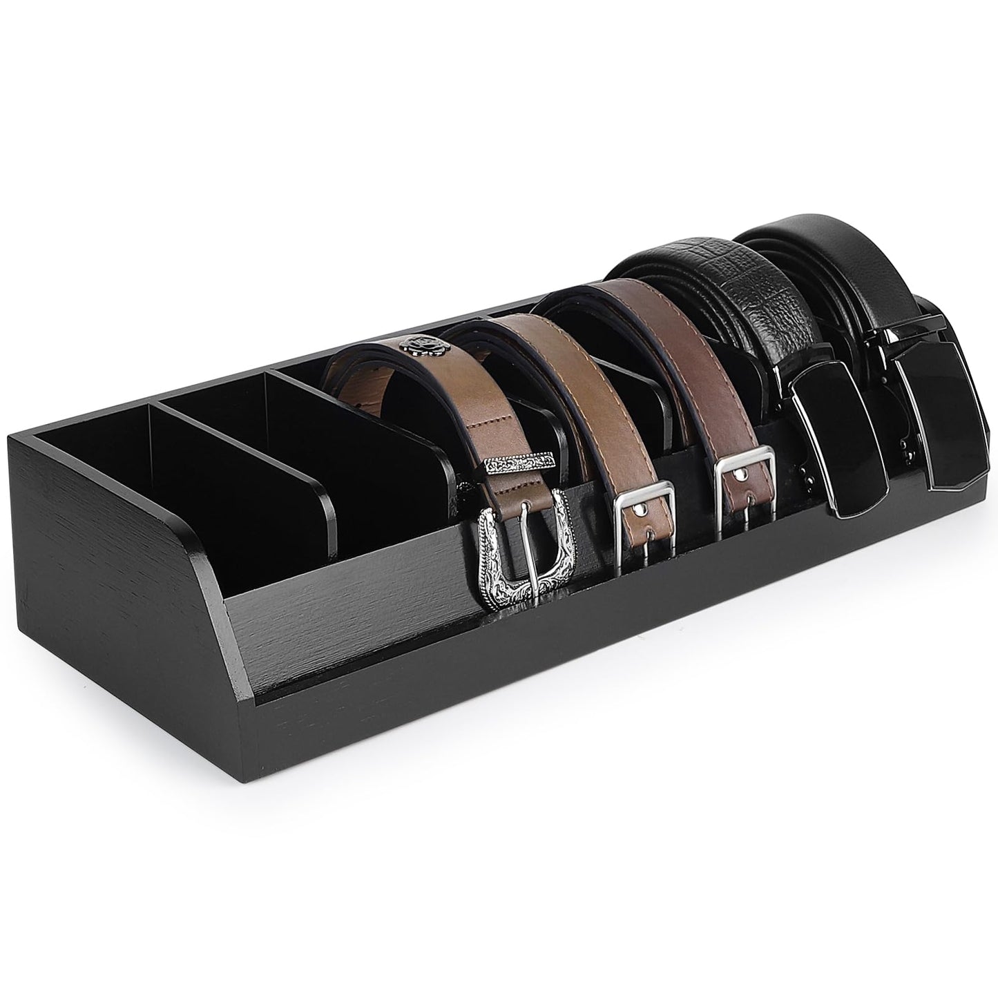 DBREAKS Belt Storage, 7 Compartments Belt Storage Box, Black