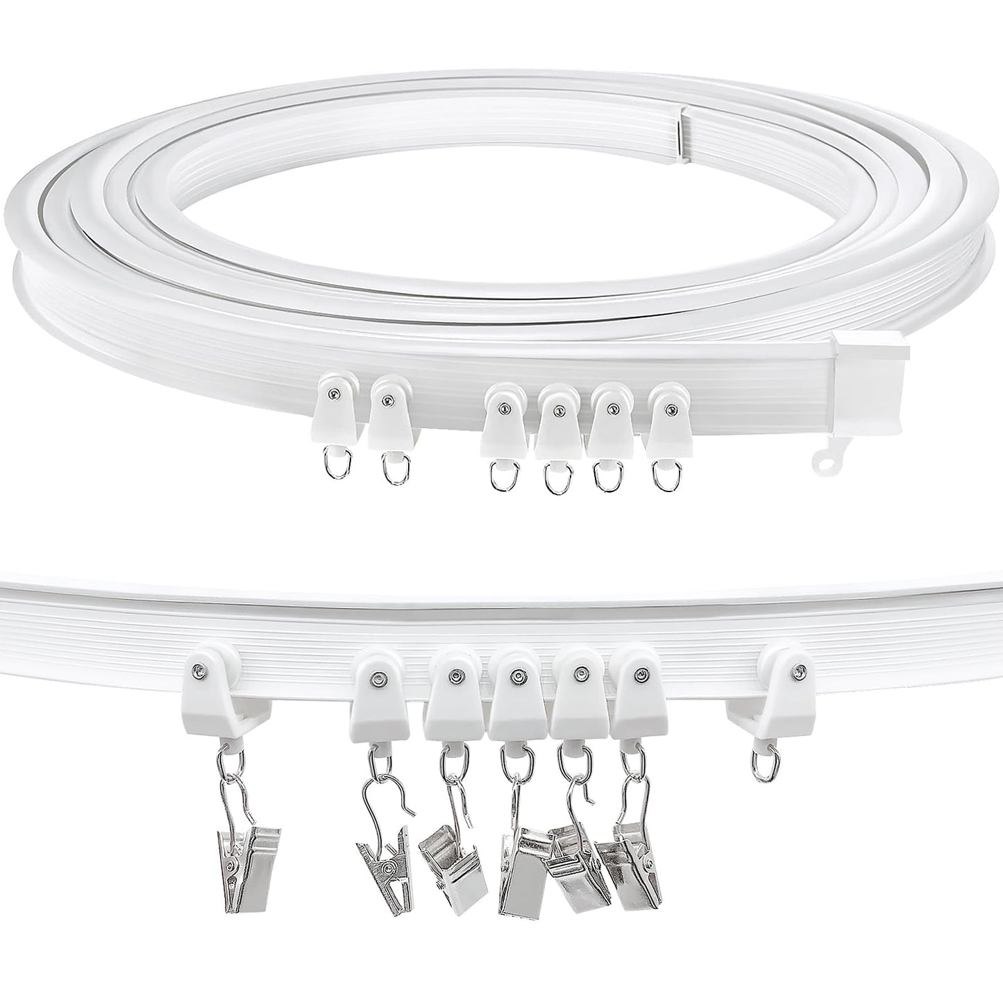 TOKPLNU Ceiling Curtain Track, Flexible Bendable Curtain Track 12Ft Curved Sliding Ceiling Track Set System for Room Divider Curtain Rail Track Wall