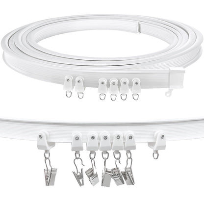 TOKPLNU Ceiling Curtain Track, Flexible Bendable Curtain Track 12Ft Curved Sliding Ceiling Track Set System for Room Divider Curtain Rail Track Wall
