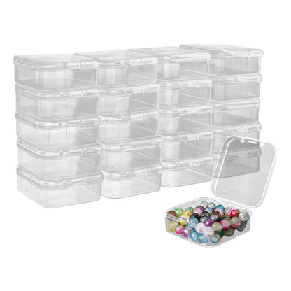 20Pcs Small Clear Plastic Storage Box, Transparent Square Bead Organiser