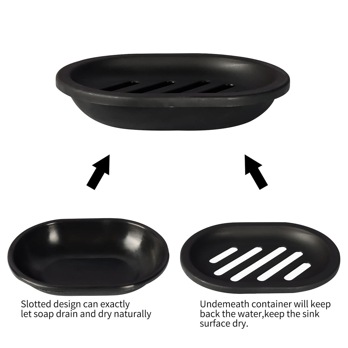 Topsky 2 Pack Plastic Soap Dish, Soap Holder Black