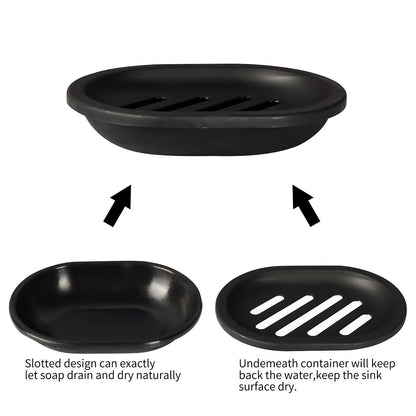 Topsky 2 Pack Plastic Soap Dish, Soap Holder Black