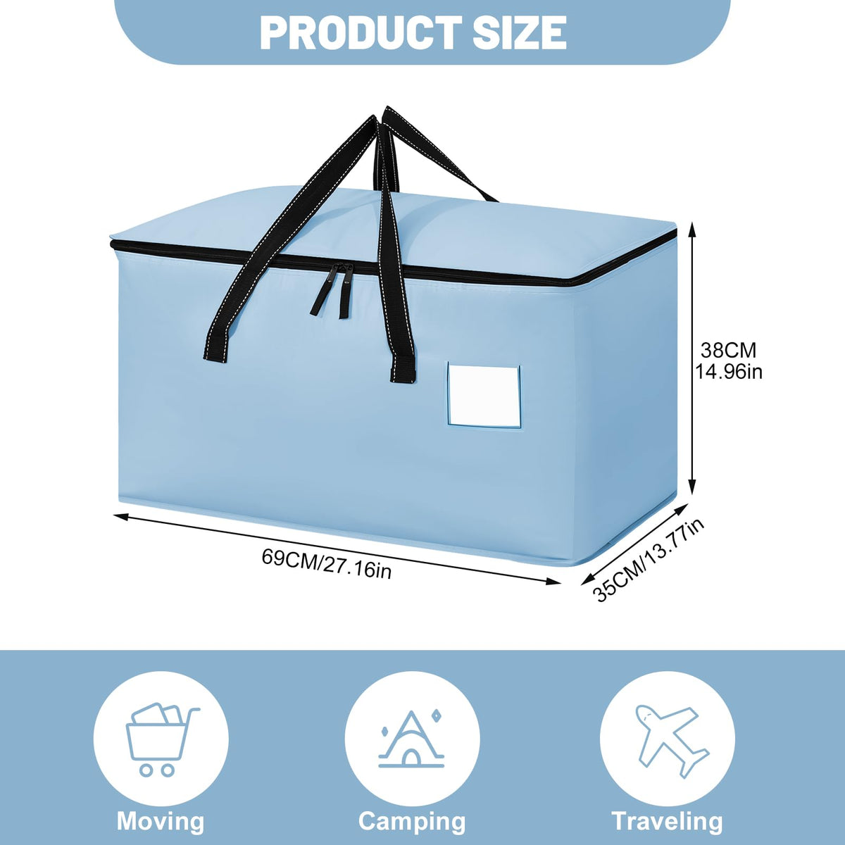 Dntorx 4 Pack 90L Moving Bags,Waterproof Moving Boxes with Zips,Light Blue