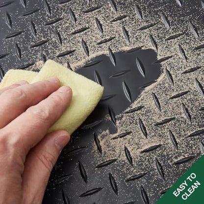 GCM - Van Floor Mats for Renault Trafic Van 2014 to Present Full Floor Protection - Anti Slip & Fit Rubber Van Mats with Clips Easy to Clean Heavy Duty for All-Weather - Green Edging, Rubber