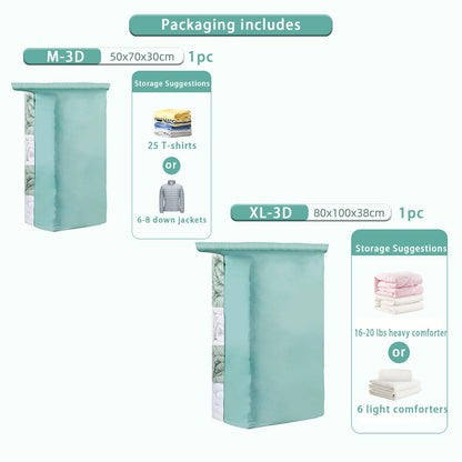 Vacuum Storage Bags, No Pump Required (2, 3D-1, XL)