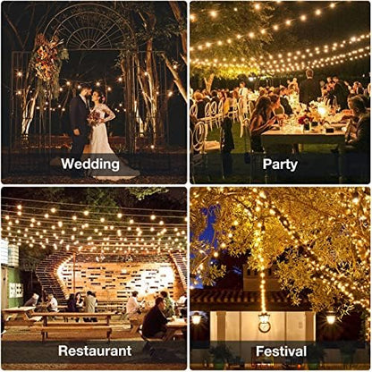 GPATIO 150FT Garden Lights Mains Powered, 75+2 Pcs Warm White Plastic Light Bulbs Festoon Lights, G40 Outdoor String Lights Waterproof for Party, Wedding, Holiday Decoration etc.