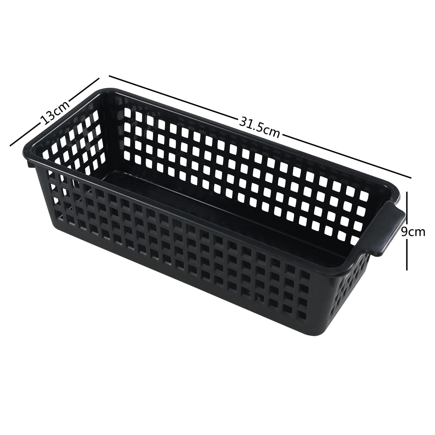 Parlynies Set of 4 Slim Desktop Basket, Plastic Storage Basket Set, Black