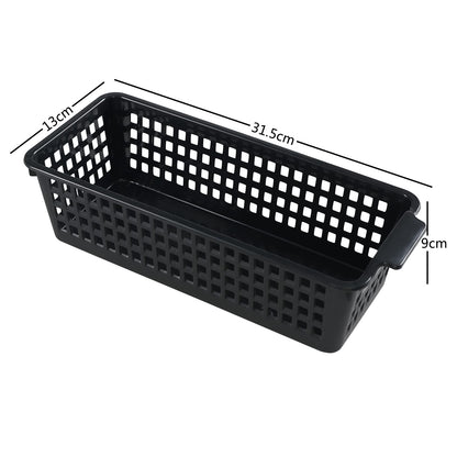 Parlynies Set of 4 Slim Desktop Basket, Plastic Storage Basket Set, Black