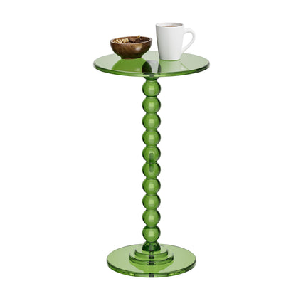 Dewrhiixe Acrylic Round Side Table, End Table with Pedestal Stand Drink Table Martini Accent Table Nightstand for Living Room, Bedroom Balcony